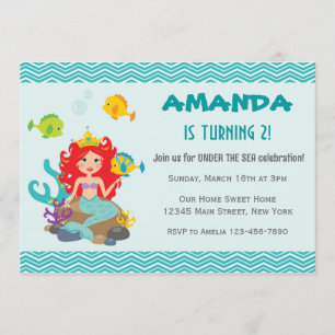 Mermaid Princess Birthday Invitation Under The Sea
