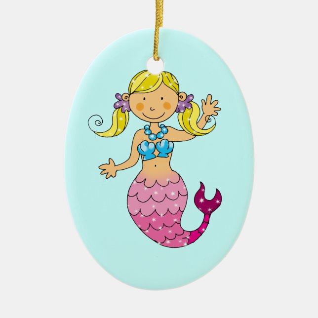 mermaid princess ceramic tree decoration (Front)