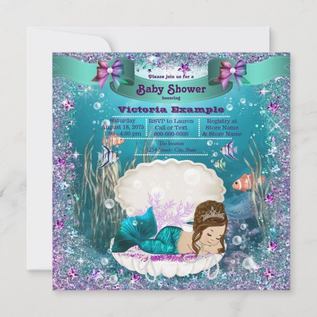 Mermaid Princess Girl Baby Shower Invitation (Front)