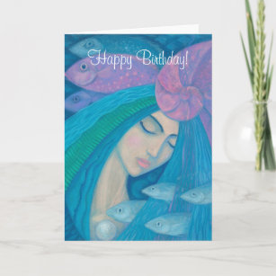 Mermaid Princess, Happy Birthday customisable text Card