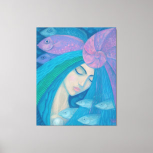 Mermaid Princess, Underwater Fantasy, Pink Blue Canvas Print