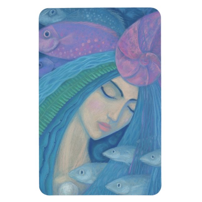 Mermaid Princess, Underwater Fantasy, Pink Blue Magnet (Vertical)