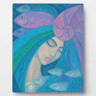 Mermaid Princess, Underwater Fantasy, Pink Blue Plaque