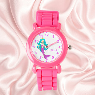 Mermaid princess white pink cute girl watch