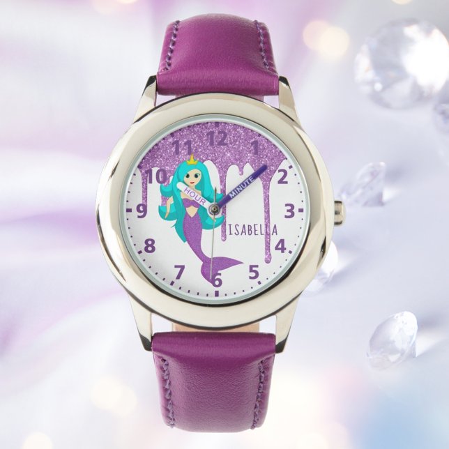 Mermaid princess white purple glitter drips name watch (Creator Uploaded)