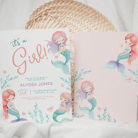 Mermaid Purple and Teal Baby Shower Invitation