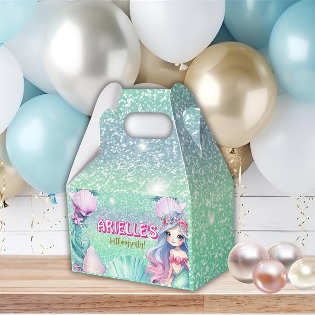 Mermaid purple and teal glitter Favour Box (Creator Uploaded)