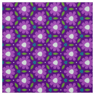 MERMAID - Purple Botanical Flowers on Cute Floral Fabric