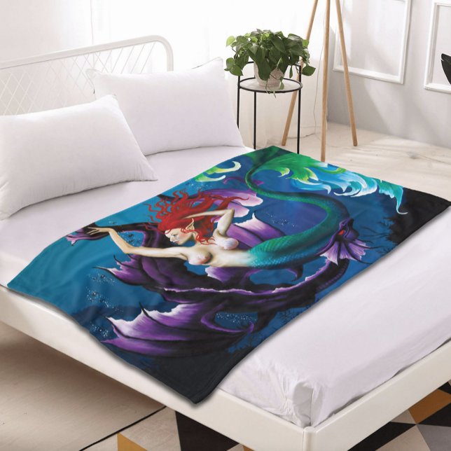 Mermaid Purple Dragon Friendship Fantasy Fleece Blanket (Creator Uploaded)