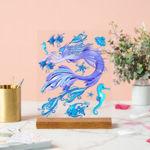 Mermaid Purple Fairy Creature Acrylic Sign
