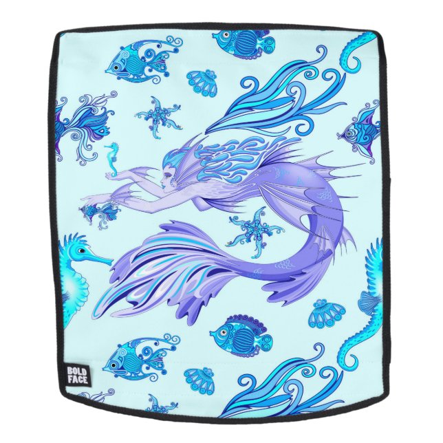 Mermaid Purple Fairy Creature Backpack (Removable Face)