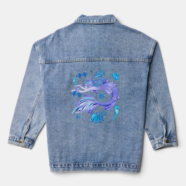 Mermaid Purple Fairy Creature Denim Jacket (Back)