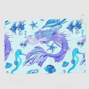 Mermaid Purple Fairy Creature Golf Towel