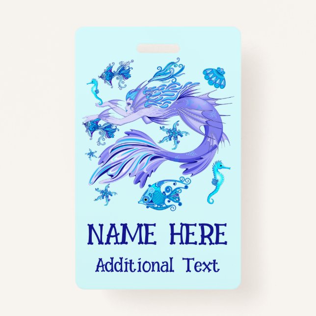 Mermaid Purple Fairy Creature ID Badge (Front)