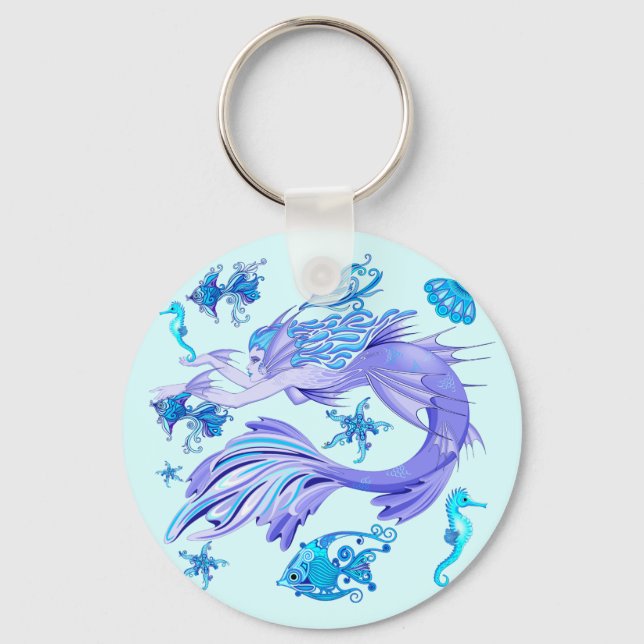 Mermaid Purple Fairy Creature Key Ring (Front)