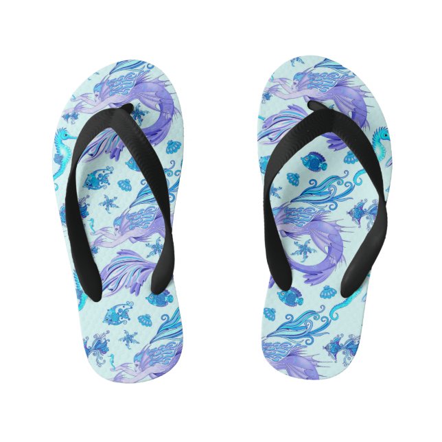 Mermaid Purple Fairy Creature Kid's Flip Flops (Footbed)