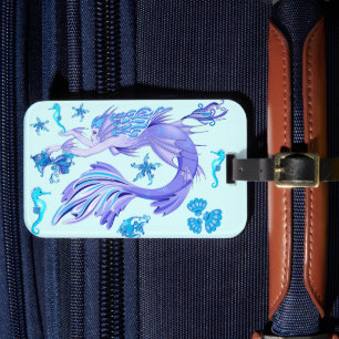 Mermaid Purple Fairy Creature Luggage Tag