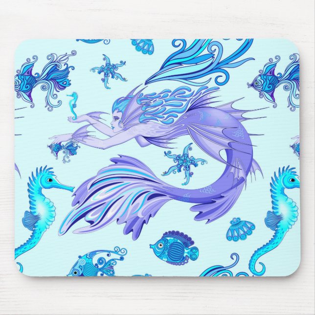 Mermaid Purple Fairy Creature Mouse Mat (Front)