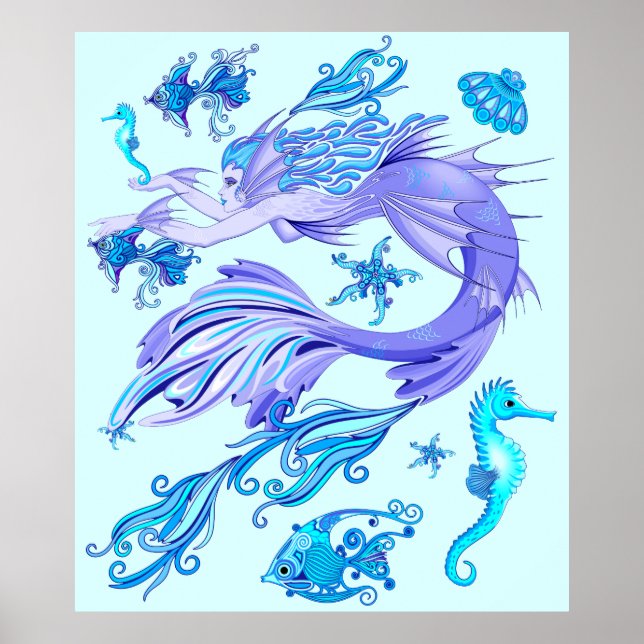 Mermaid Purple Fairy Creature Poster (Front)
