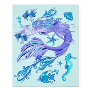 Mermaid Purple Fairy Creature Poster