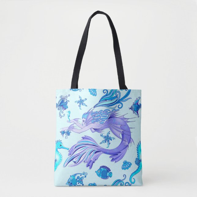 Mermaid Purple Fairy Creature Tote Bag (Front)