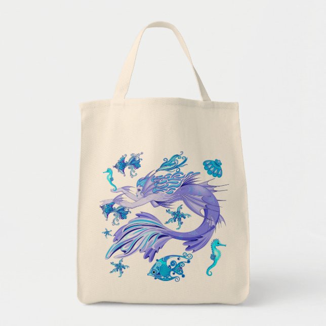 Mermaid Purple Fairy Creature Tote Bag (Front)