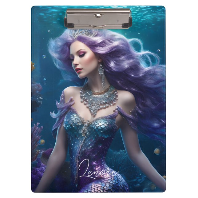 Mermaid Purple Hair Clipboard (Front)