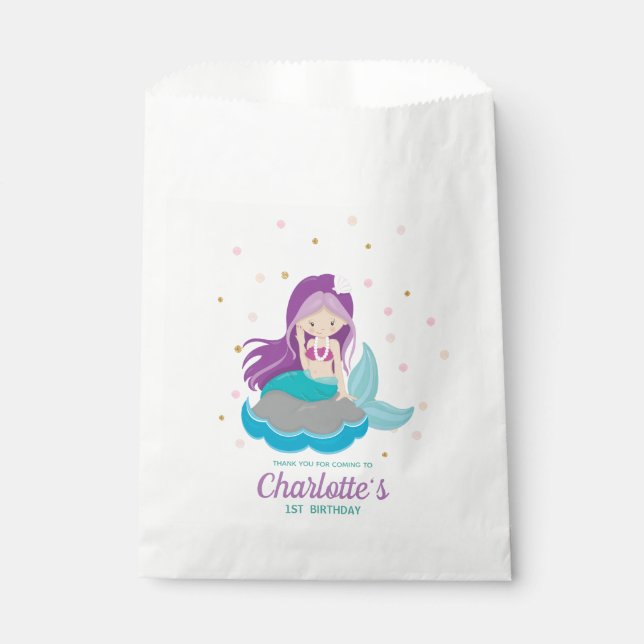 Mermaid Purple Hair Favours Lolly Favour Bags (Front)