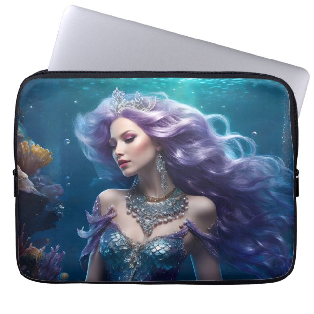 Mermaid Purple Hair Laptop Sleeve (Front)