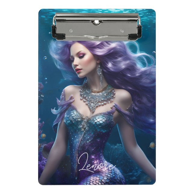 Mermaid Purple Hair Mini Clipboard (Front)