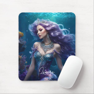 Mermaid Purple Hair Mouse Mat