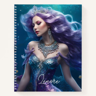Mermaid Purple Hair Notebook