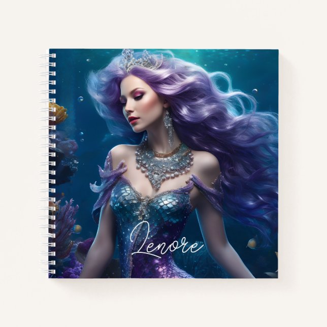 Mermaid Purple Hair Notebook (Front)
