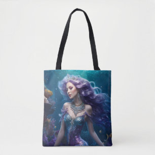 Mermaid Purple Hair Tote Bag