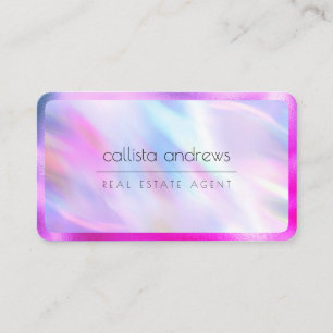 Mermaid Purple Metallic Holographic Border Business Card