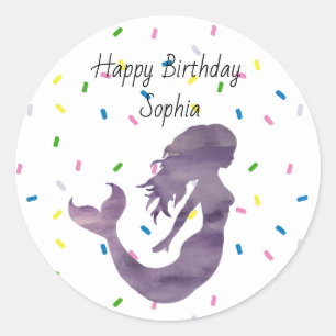 Mermaid Purple Painting Sprinkles Personalised Classic Round Sticker