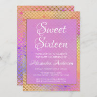 Mermaid Purple, Pink and Yellow Sweet 16 Birthday