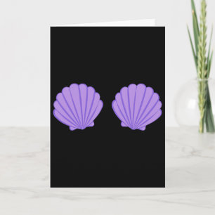 Mermaid Purple Seashell Bra Cartoon Graphic Card