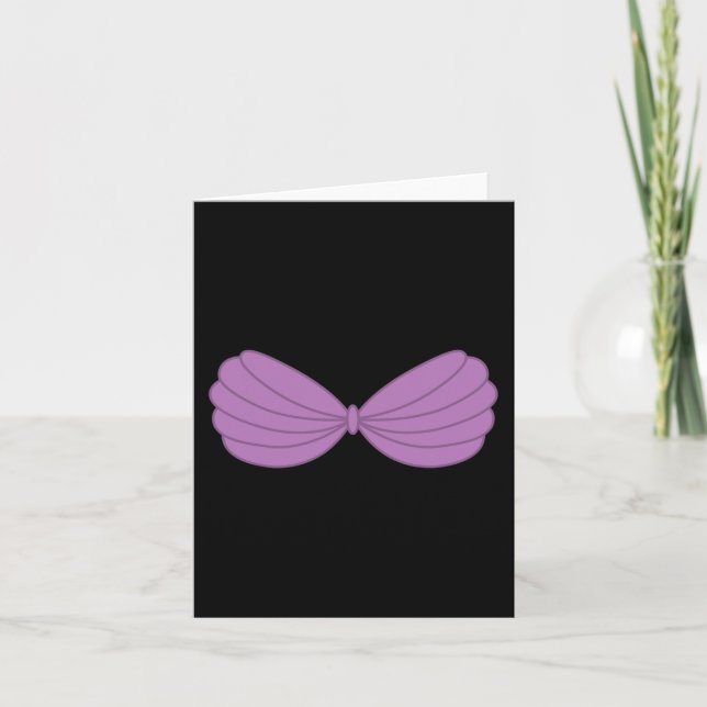 Mermaid Purple Seashell Bra Cartoon Graphic  Card (Front)