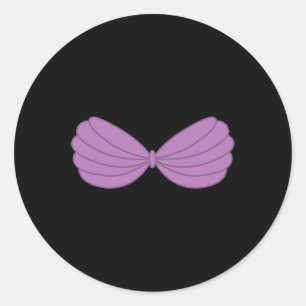 Mermaid Purple Seashell Bra Cartoon Graphic Classic Round Sticker