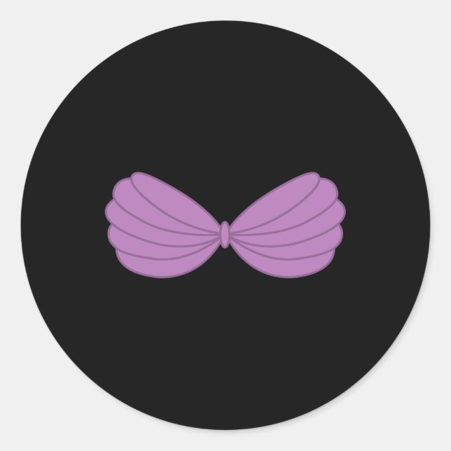 Mermaid Purple Seashell Bra Cartoon Graphic  Classic Round Sticker (Front)