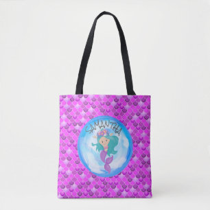 Mermaid Purple Tote Bag