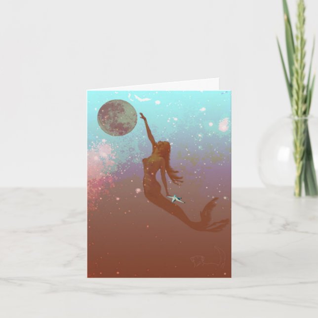 mermaid reaches for the stars card (Front)