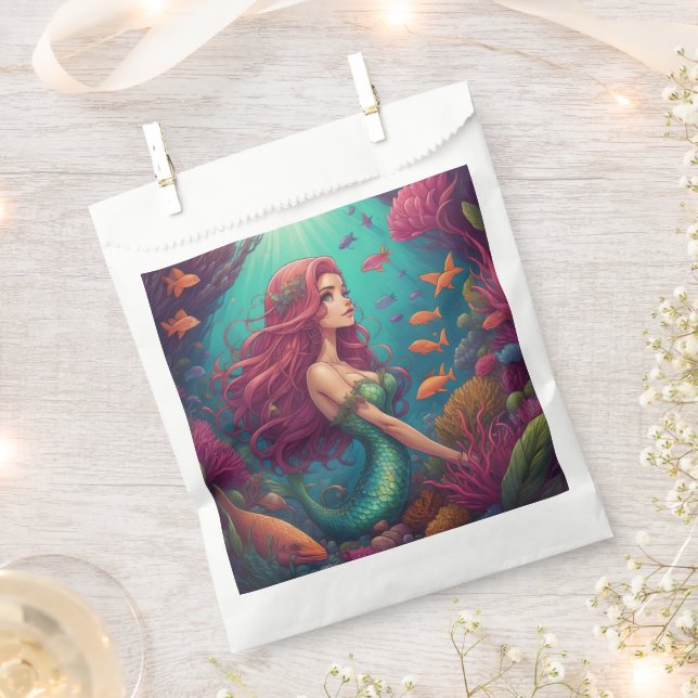 Mermaid Red Favour Bags (Clipped)