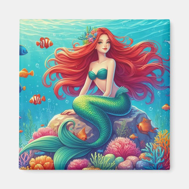 Mermaid Red hair Magnet (Front)