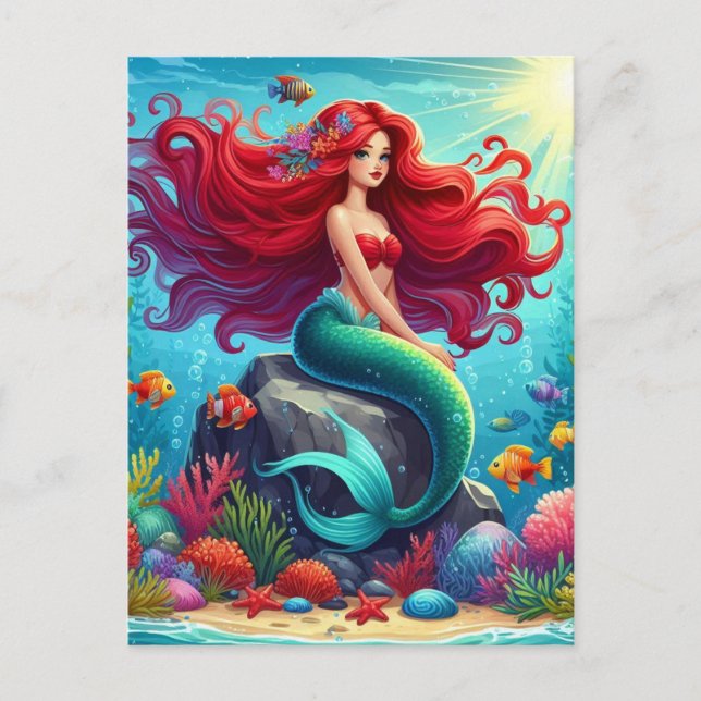 Mermaid red hair postcard (Front)