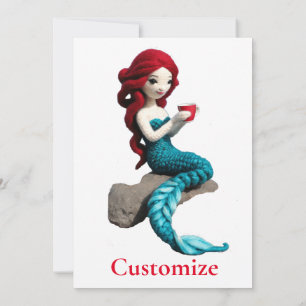 Mermaid Relaxing With Beverage Thunder_Cove  Invitation