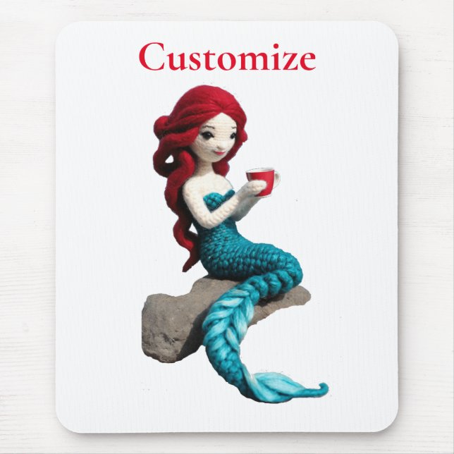 Mermaid Relaxing With Beverage Thunder_Cove  Mouse Mat (Front)