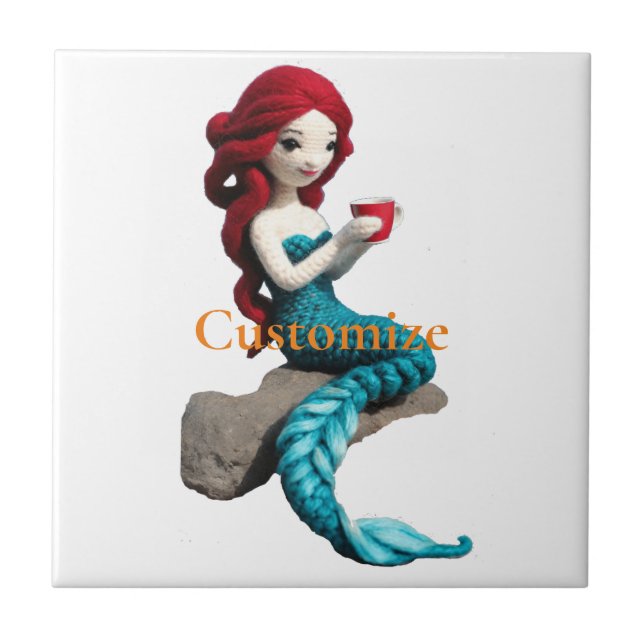 Mermaid Relaxing With Beverage Thunder_Cove  Tile (Front)