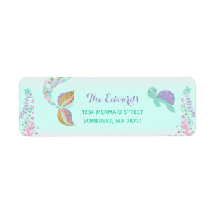 Mermaid Return Address Labels Mermaid Party